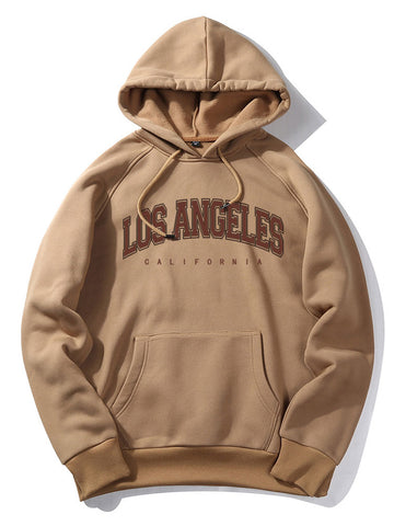 Los Angeles Letter Print Kangaroo Pocket Hoodie